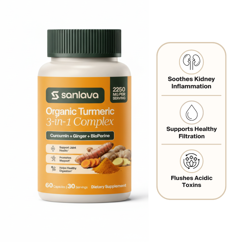 Sanlava Organic Turmeric™ 2250mg | Oxalate Free Kidney Restoration