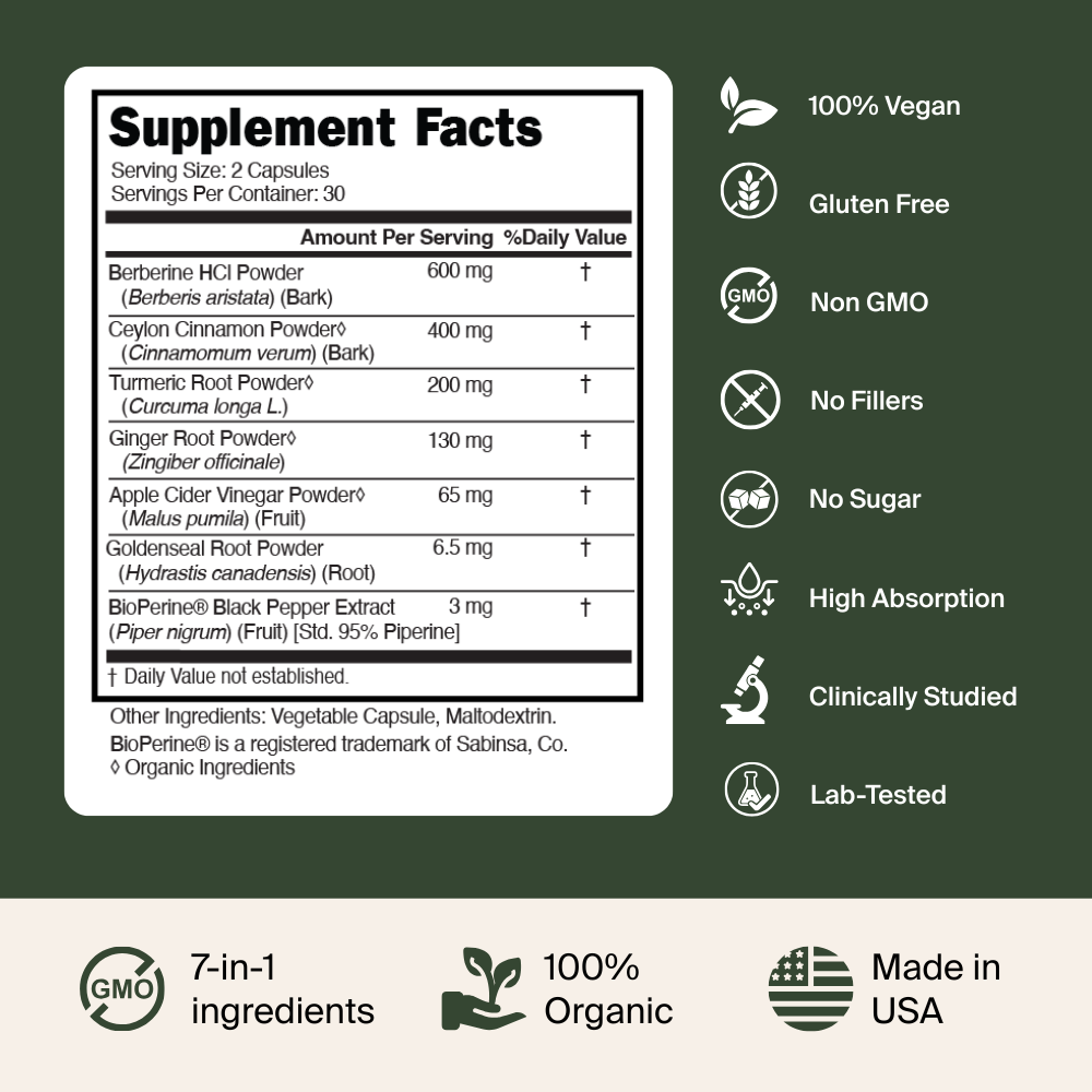 Sanlava Natural Berberine 7-in-1 - Blood Sugar Balance & Weight Support