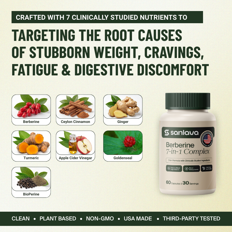 Sanlava Natural Berberine 7-in-1 - Blood Sugar Balance & Weight Support
