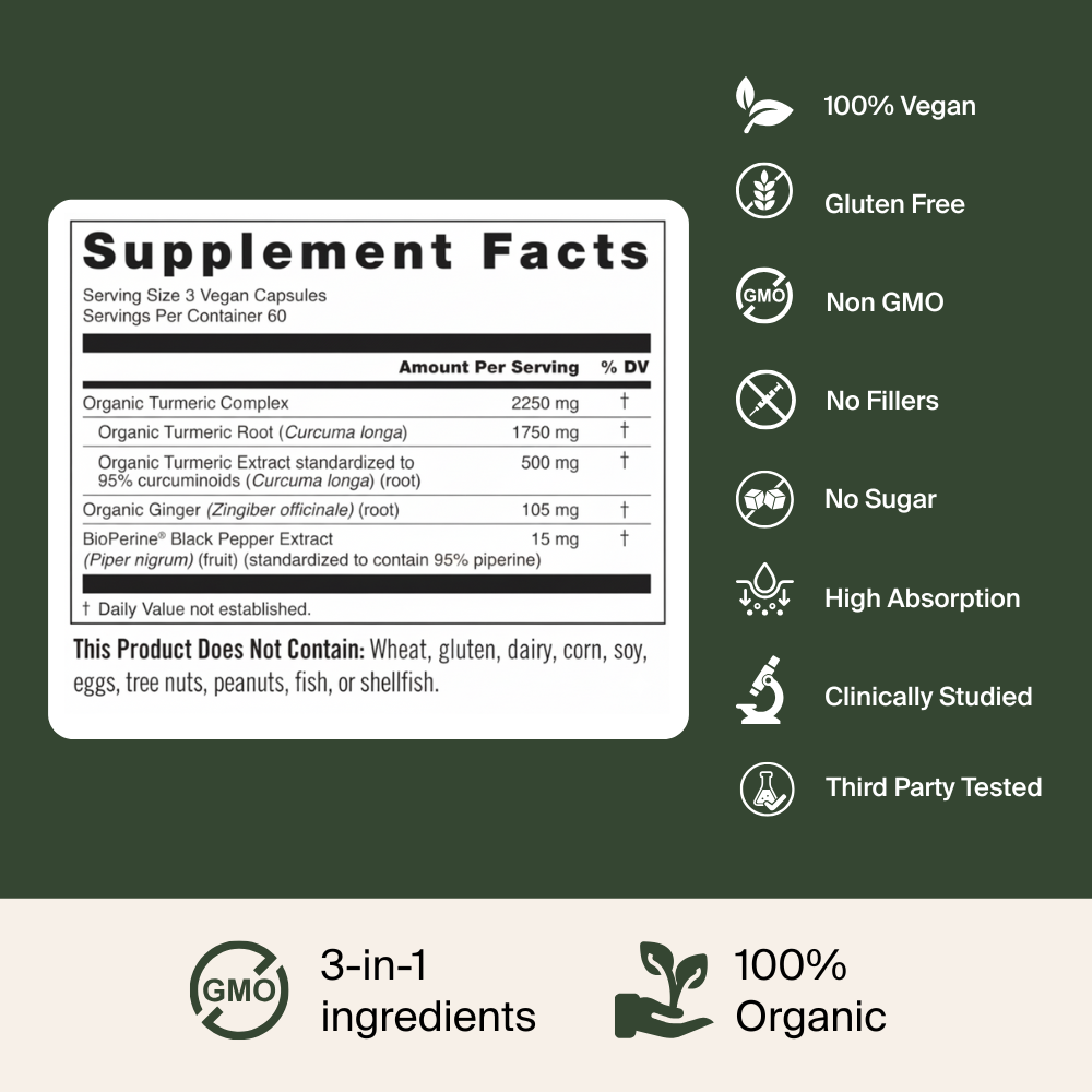 Sanlava Organic Turmeric 3-in-1 (Curcumin + Ginger + BioPerine)